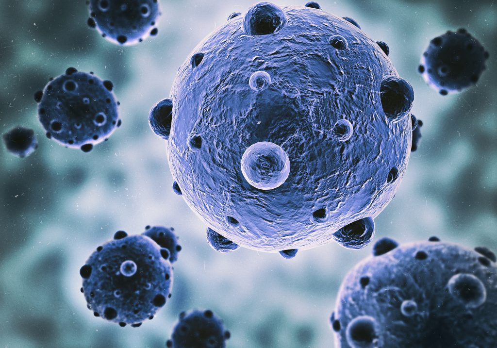 a cancer cell seen under a microscope to show that ozone sauna therapy can help cancer